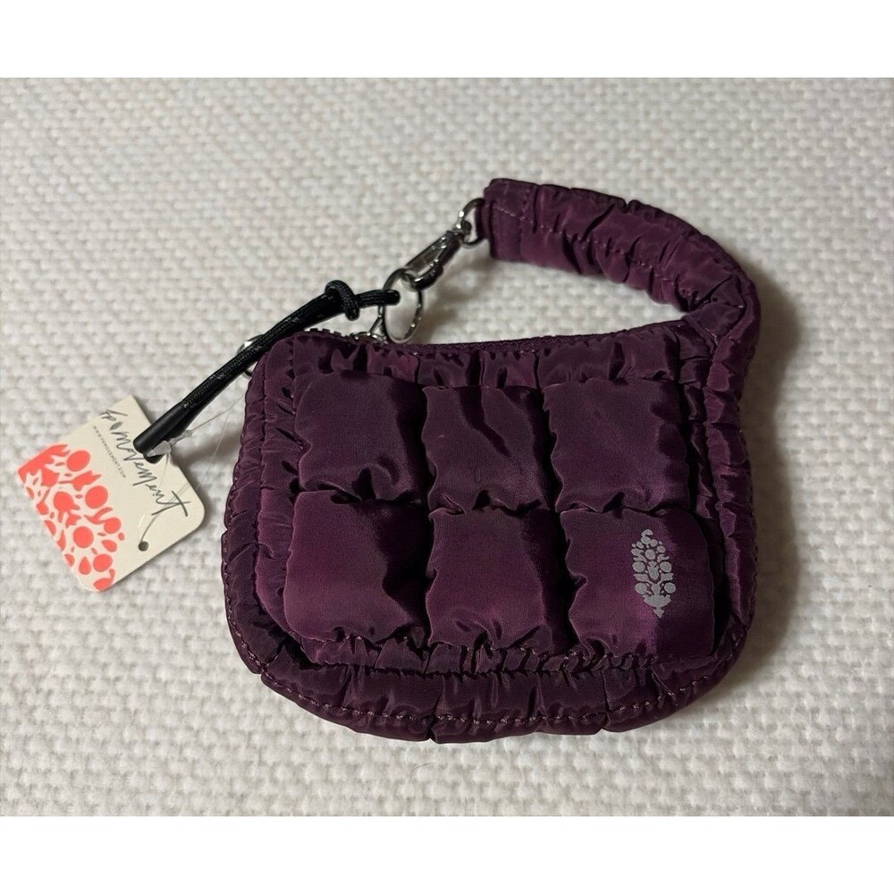FP Movement Free People Purple Quilted Mini Pouch Wristlet NWT